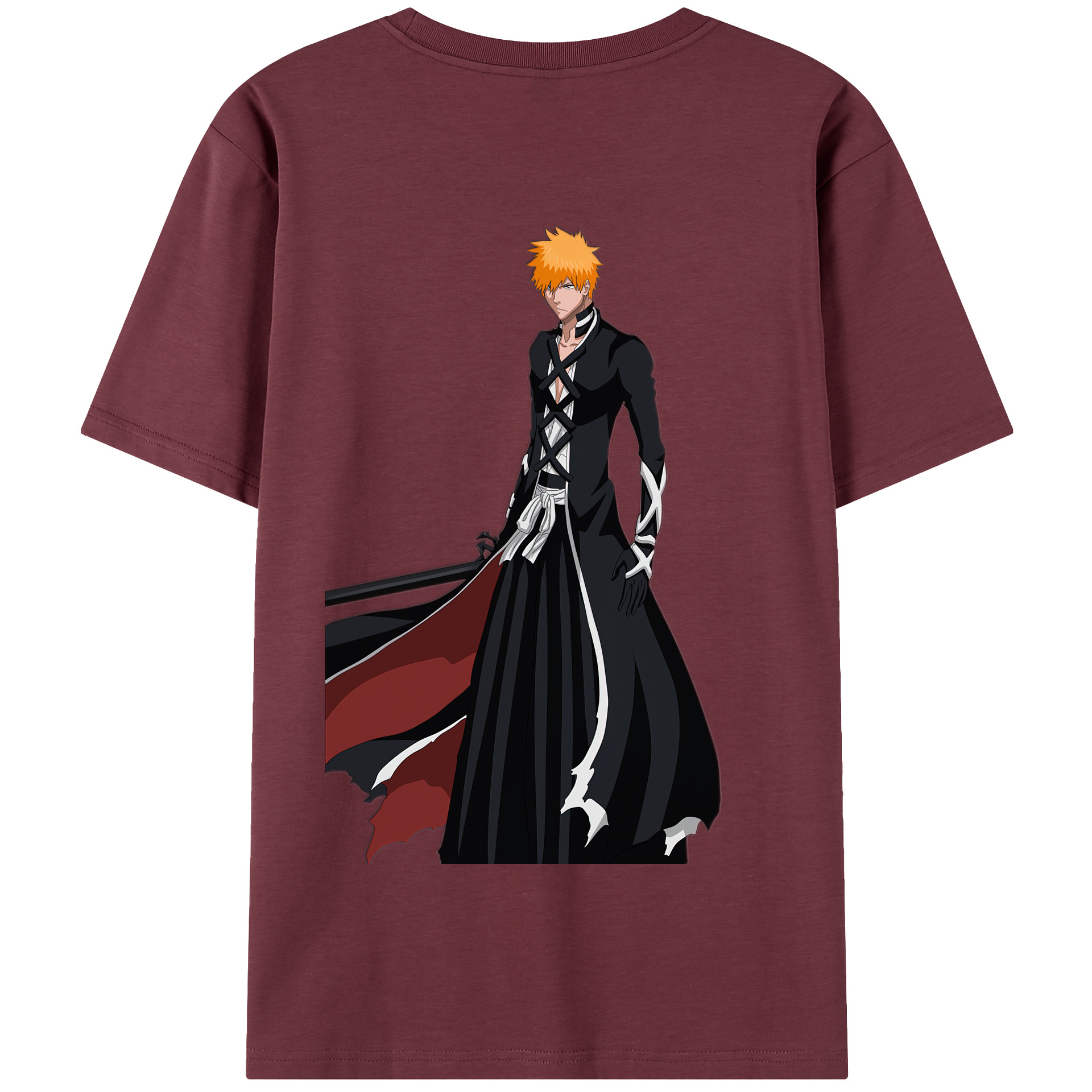 （画像用） ブリーチ 黒崎一護（くろさき いちご）BLEACH Kurosaki Ichigo 綿100％半袖Tシャツ（背面プリント）